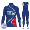 Radbekleidung Radtrikot Langarm + Lang Trägerhose 2017 FDJ Damen Winter Thermal Fleece N002